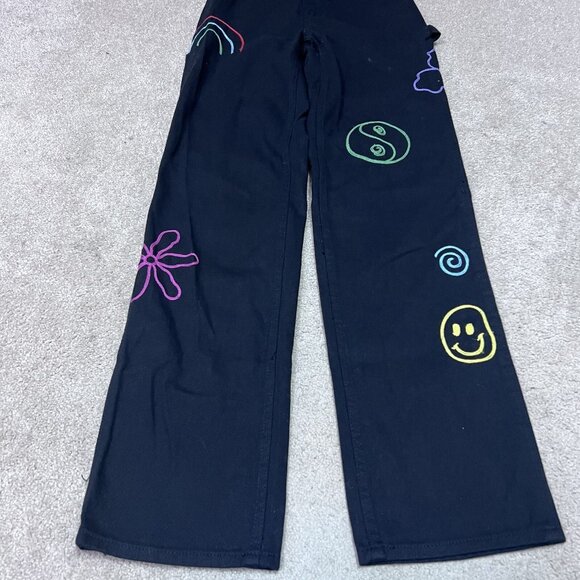 PacSun Jeans 90’s Boyfriend Carpenter Black Pockets Embroidered Size 24 - Picture 11 of 13